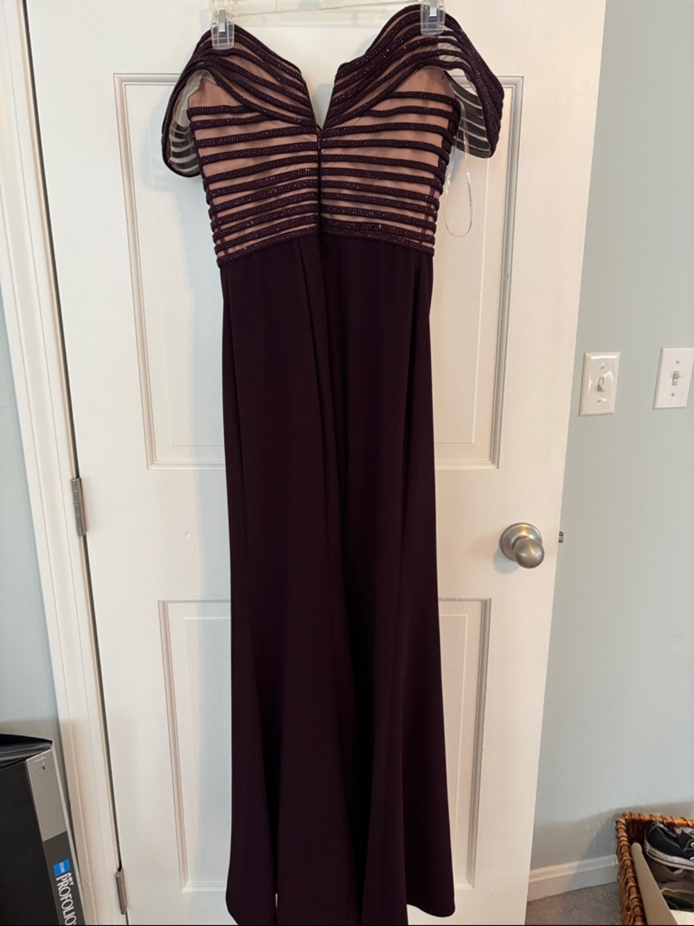 Alexander By Daymor - Evening Gown Crisscross Stripe Ornate Off Shoulder View 2
